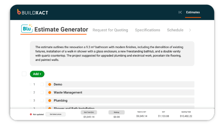 conceptual graphic of Blu:Estimate Generator feature from Buildxact